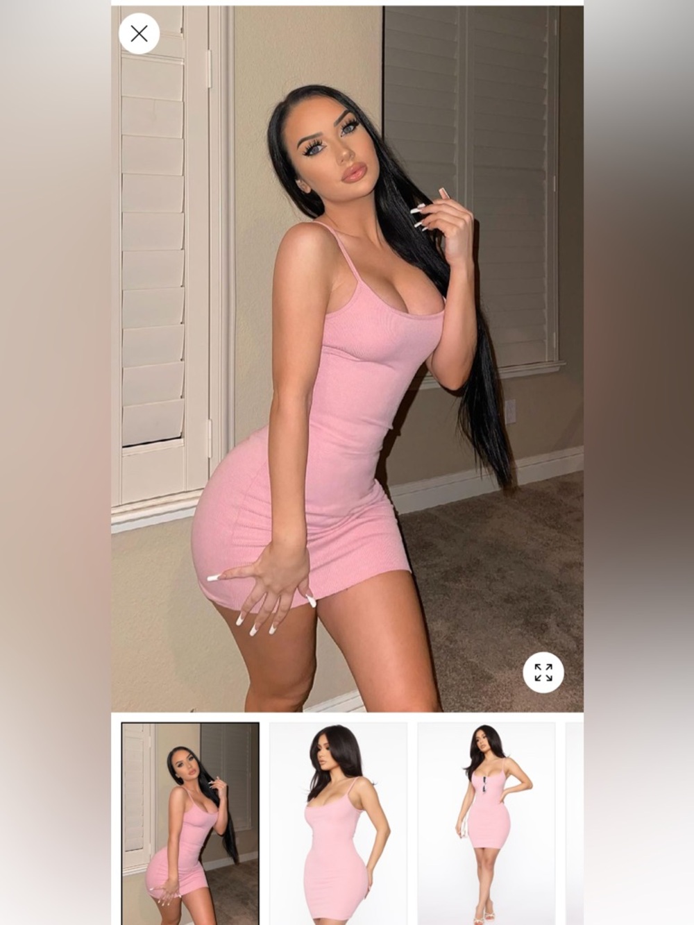 Women's Pink Ribbed Bodycon Mini Dress